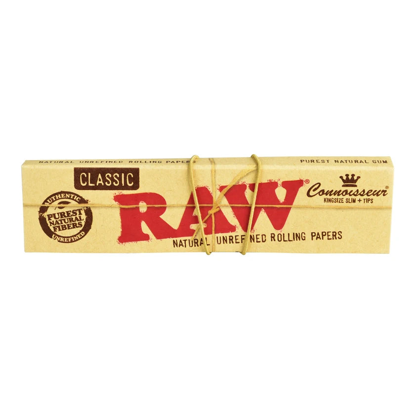 RAW Connoisseur Classic Rolling Papers & Tips | King Size Slim | 24pk Display