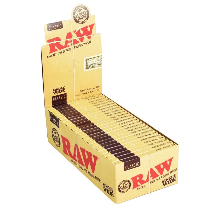 RAW Classic Rolling Papers | Single Wide | 25pk Display