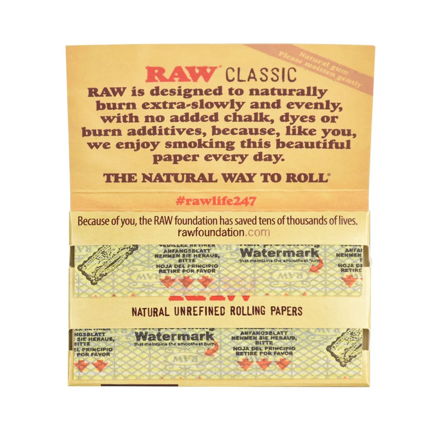 RAW Classic Rolling Papers | Single Wide | 25pk Display