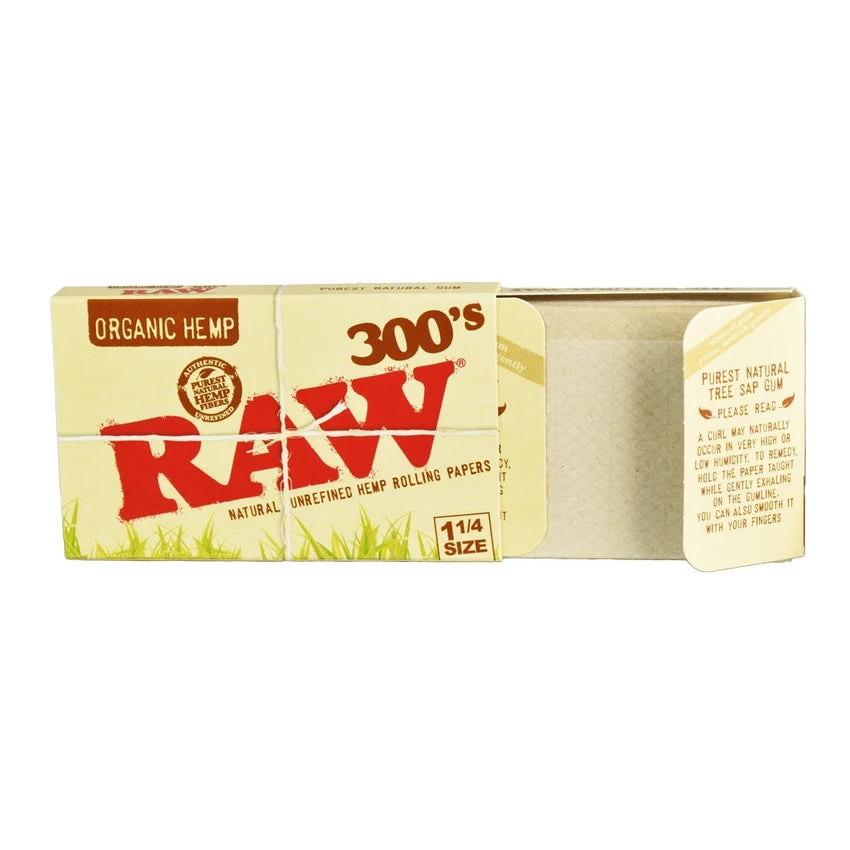 RAW 300s Organic Hemp Rolling Papers | 1 1/4 | 40pk Display
