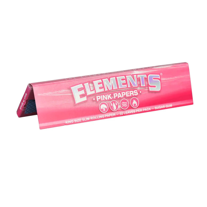 Elements Pink Rolling Papers | King Size Slim | 50pk Display