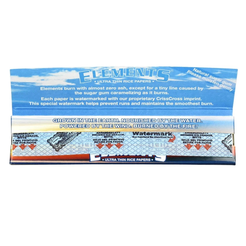 Elements Ultra Thin Rice Rolling Papers | King Size Slim | 50pk Display