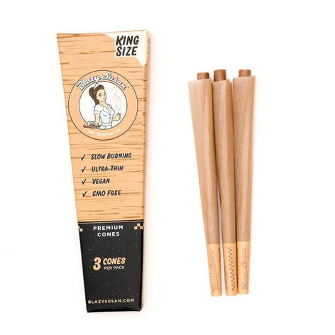 Blazy Susan Unbleached Pre-Rolled Cones | King Size | 3pc | 21pk Display