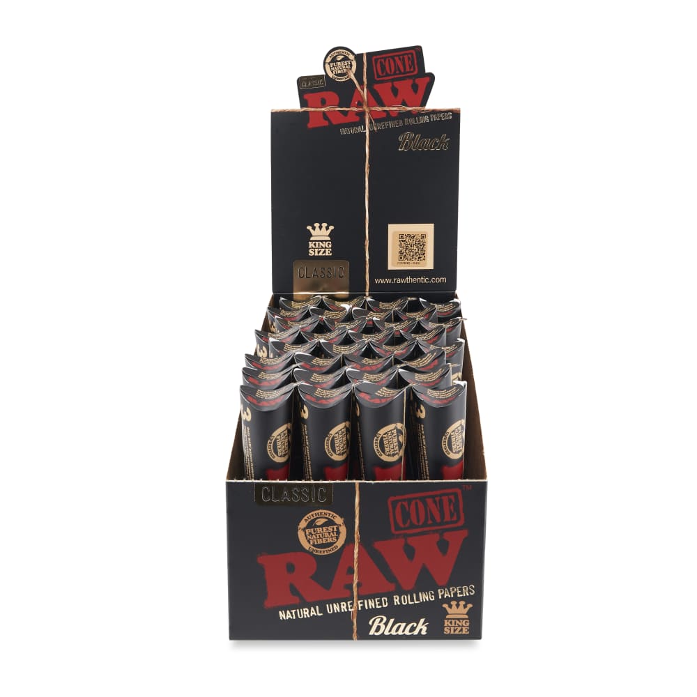 RAW Black Cones | King Size | 3pc | 32pk Display