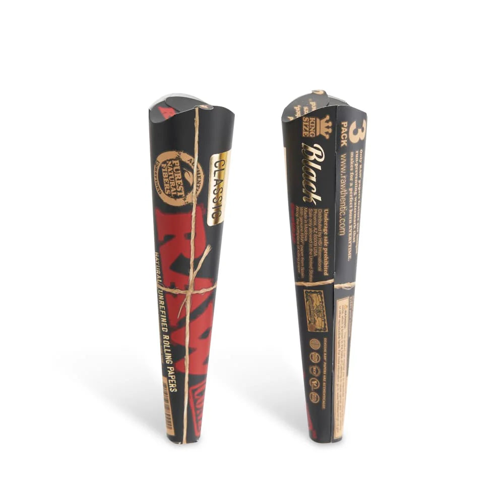 RAW Black Cones | King Size | 3pc | 32pk Display