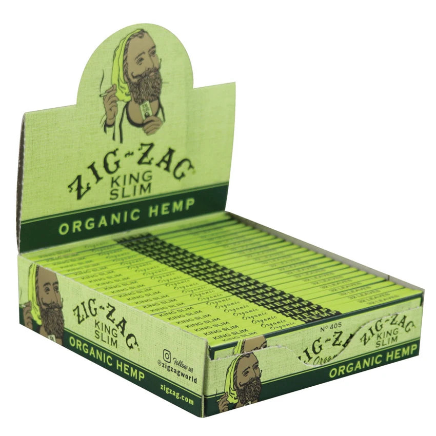 Zig Zag Organic Hemp Rolling Papers | King Size Slim | 24pk Display