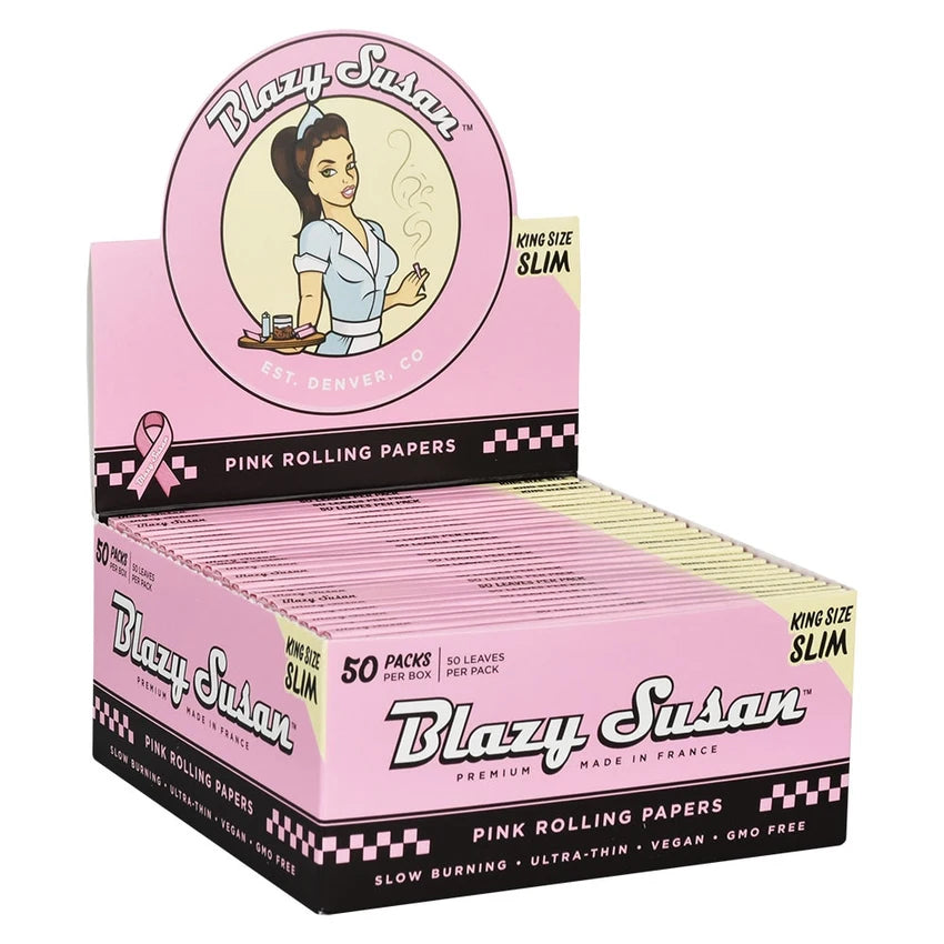 Blazy Susan Pink Rolling Papers | King Size | 50pc | 50pk Display