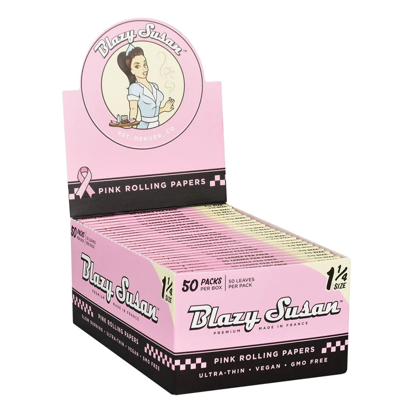 Blazy Susan Pink Rolling Papers | 1 1/4 | 50pc | 50pk Display