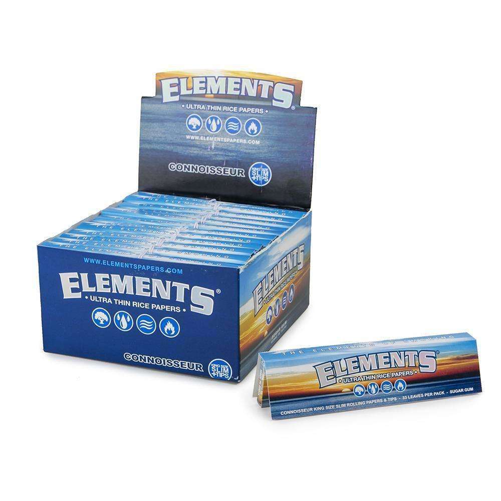 Elements Connoisseur Classic Rolling Papers & Tips | King Size Slim | 24pk Display