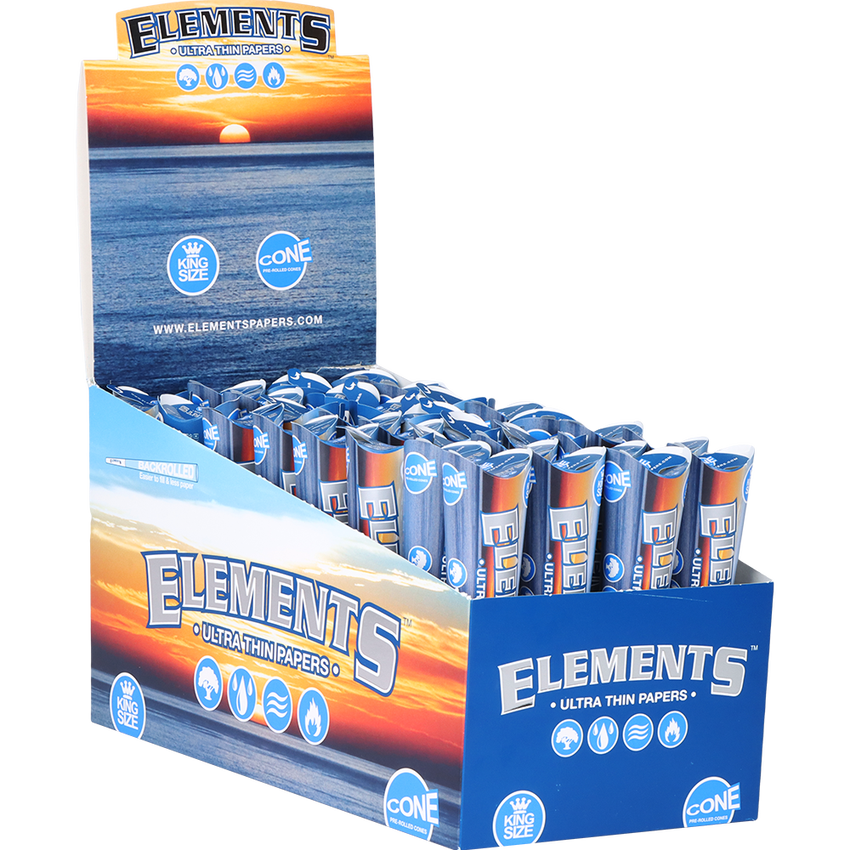 Elements Ultra Thin Rice Cones | King Size | 3pc | 30pk Display