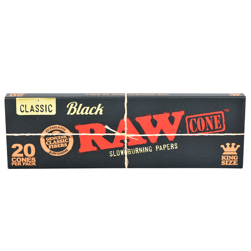 RAW Black Classic Cones | King Size | 20pc | 12pk Display