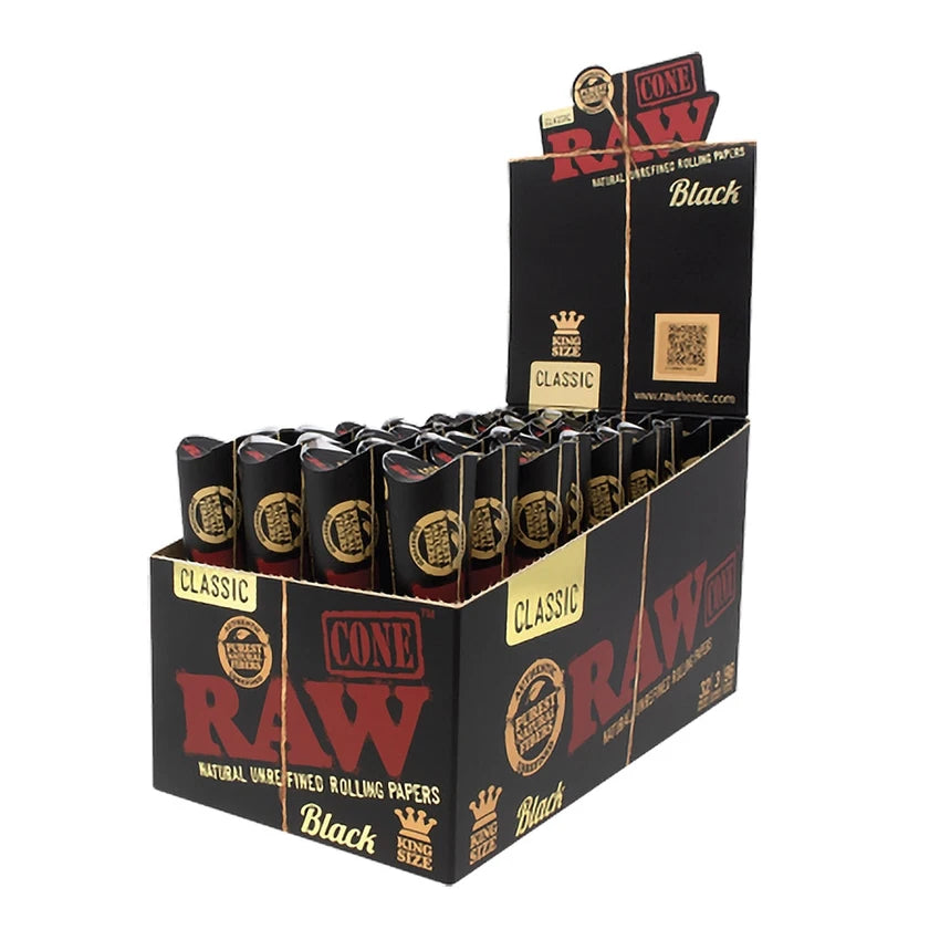 RAW Black Cones | 1 1/4 | 6pc | 32pk Display