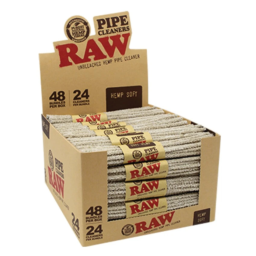RAW Unbleached Hemp Pipe Cleaners | Soft | 24pc | 48pk Display