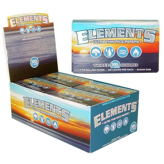 Elements 300s Ultra Thin Rice Rolling Papers | 1 1/4 | 20pk Display