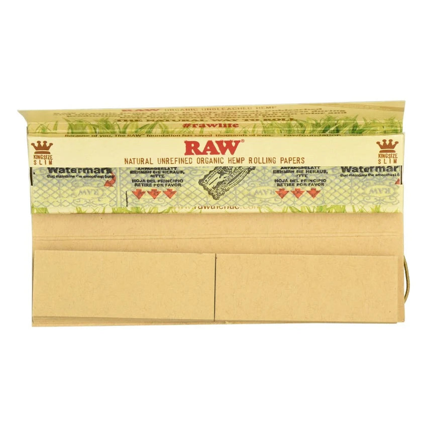 RAW Connoisseur Organic Hemp Rolling Papers & Tips | King Size | 24pk Display