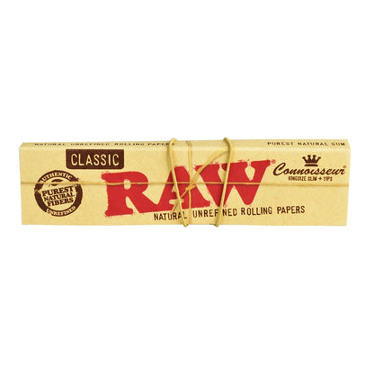 RAW Connoisseur Classic Rolling Papers & Tips | King Size Slim | 24pk Display