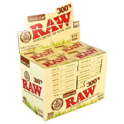 RAW 300s Organic Hemp Rolling Papers | 1 1/4 | 40pk Display