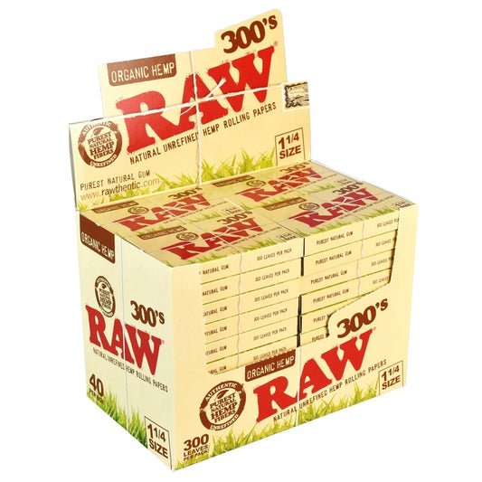 RAW 300s Organic Hemp Rolling Papers | 1 1/4 | 40pk Display