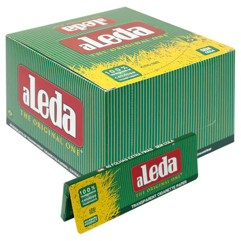 Aleda Transparent Rolling Papers | Green | King Size | 40pk Display