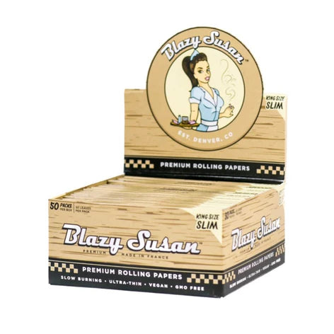 Blazy Susan Unbleached Rolling Papers | King Size | 50pc | 50pk Display