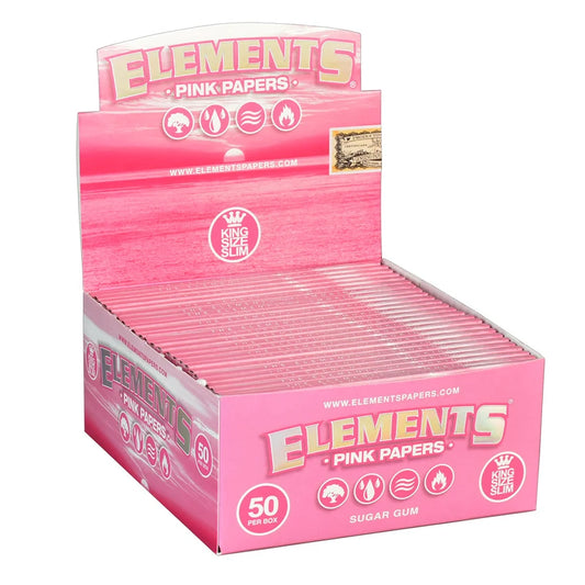 Elements Pink Rolling Papers | King Size Slim | 50pk Display