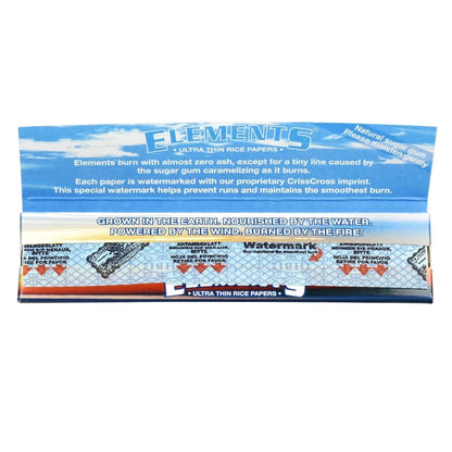Elements Ultra Thin Rice Rolling Papers | King Size Slim | 50pk Display