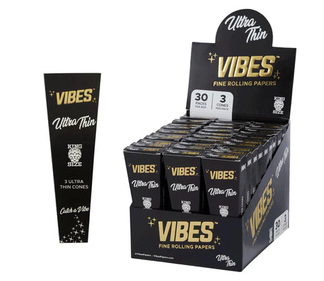 VIBES Ultra Thin Cones | King Size |  30pk Display