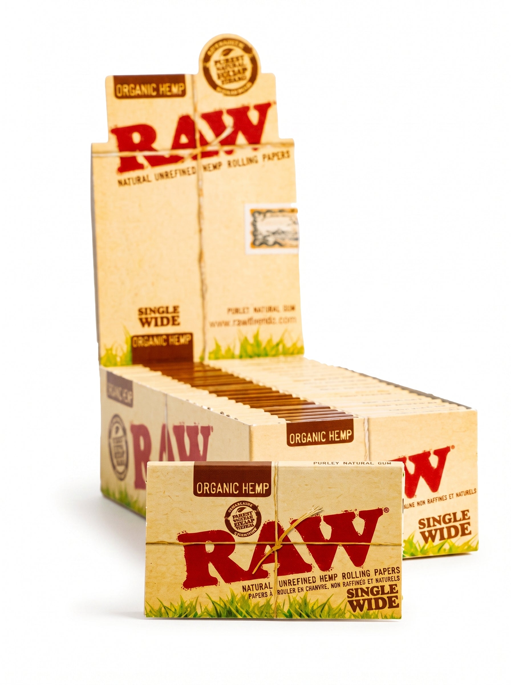 RAW Organic Hemp Rolling Papers | Single Wide | 25pk Display