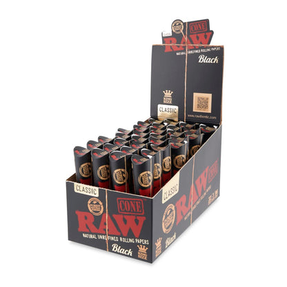 RAW Black Cones | King Size | 3pc | 32pk Display