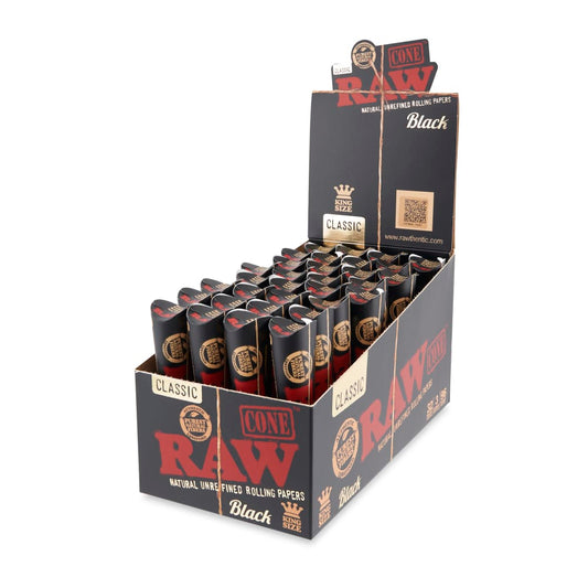 RAW Black Cones | King Size | 3pc | 32pk Display