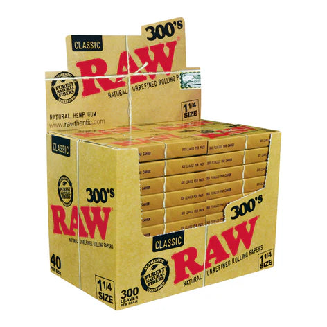 RAW 300s Classic Rolling Papers | 1 1/4 | 40pk Display