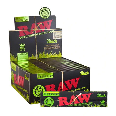 RAW Black Organic Hemp Rolling Papers | King Size| 50pk Display