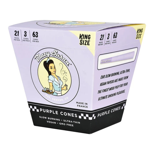 Blazy Susan Purple Pre-Rolled Cones | King Size | 3pc | 21pk Display