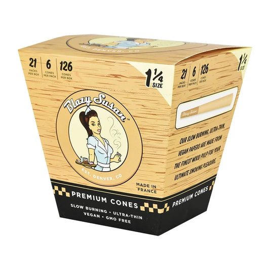 Blazy Susan Unbleached  Pre-Rolled Cones | 1 1/4 | 6pc | 21pk Display