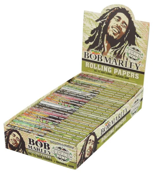 Bob Marley Unbleached Organic Hemp Rolling Papers | 1 1/4 | 25pk Display