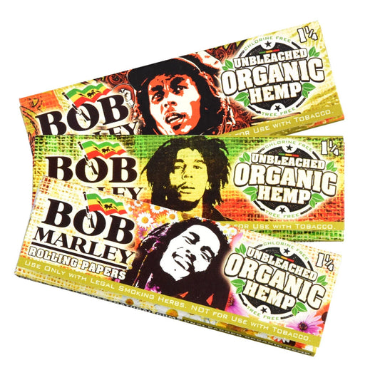 Bob Marley Unbleached Organic Hemp Rolling Papers | 1 1/4 | 25pk Display