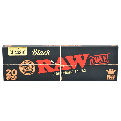 RAW Black Classic Cones | King Size | 20pc | 12pk Display