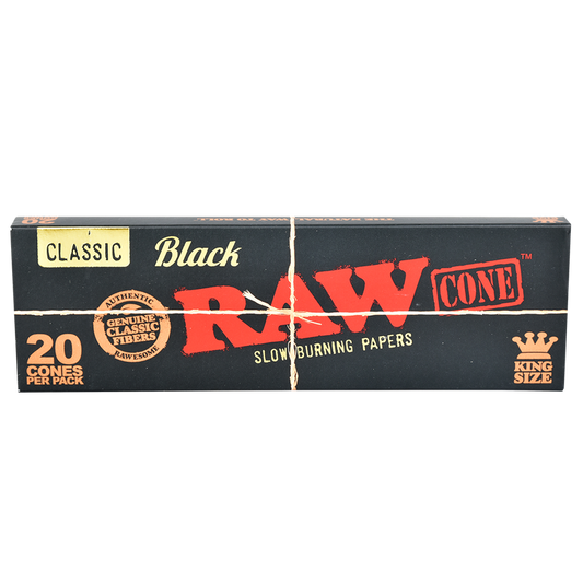 RAW Black Classic Cones | King Size | 20pc | 12pk Display