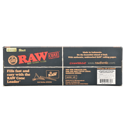 RAW Black Classic Cones | King Size | 20pc | 12pk Display